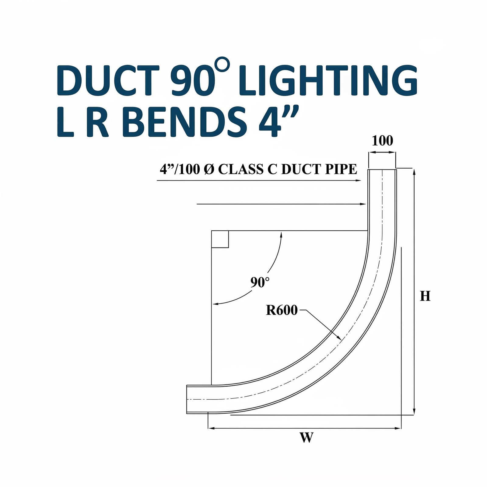 DUCT 90° LIGHTING LR BENDS 4"